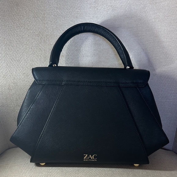 ZAC Zac Posen Elegant Black Satchel with Gold Hardware - Picture 4 of 11